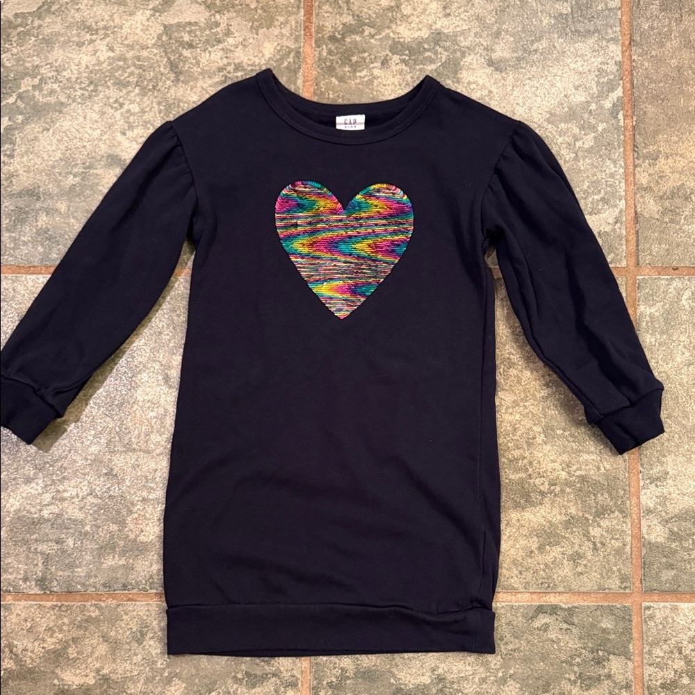 GAP Kids Navy Dress with Multicolor Sequins Heart